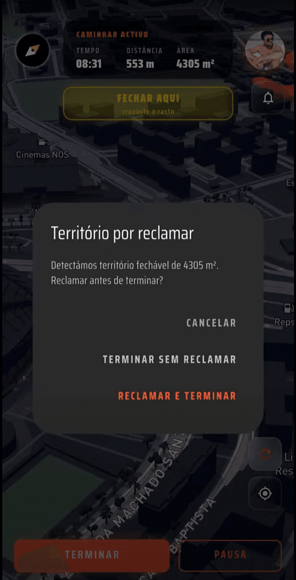 Escolha de ação sobre território — reclamar ou terminar