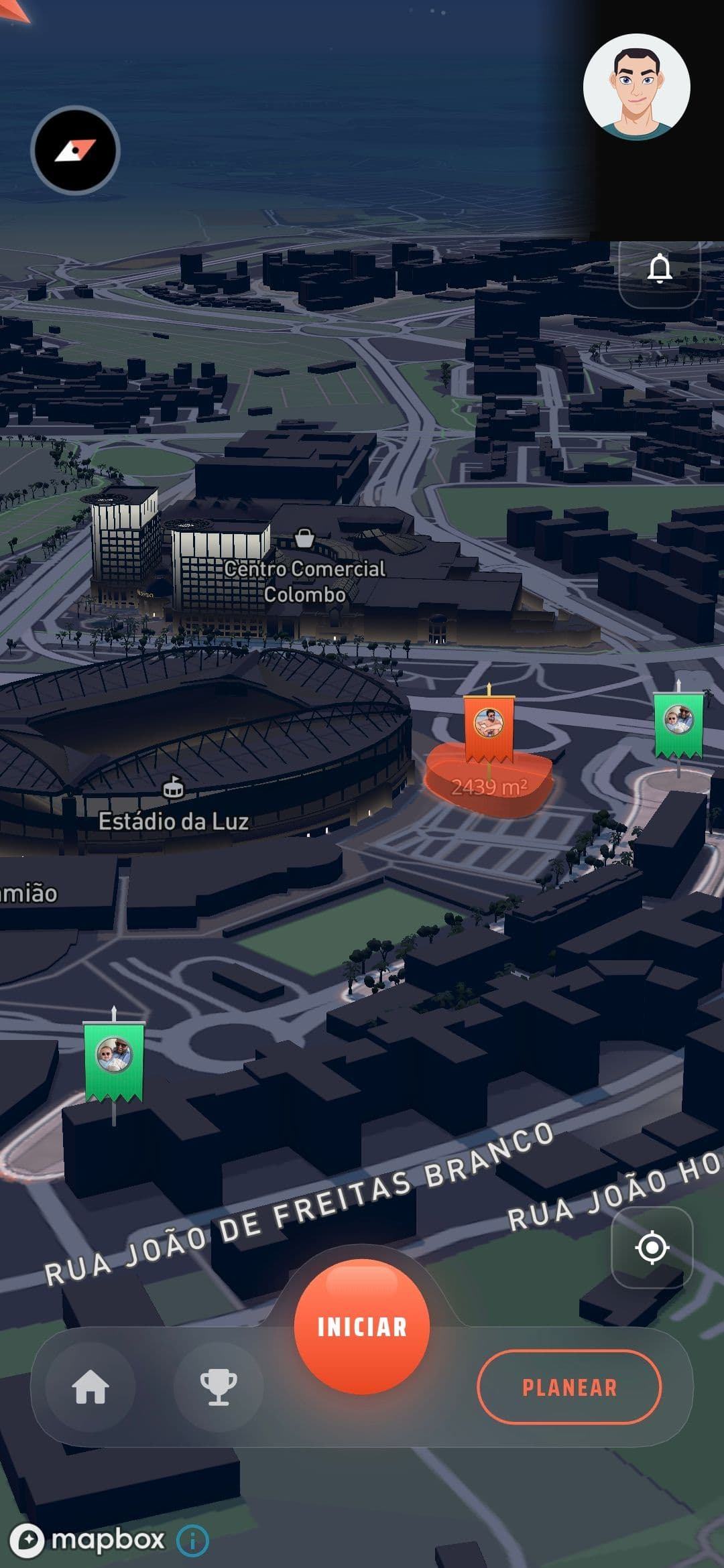 Vista 3D do território conquistado em Lisboa