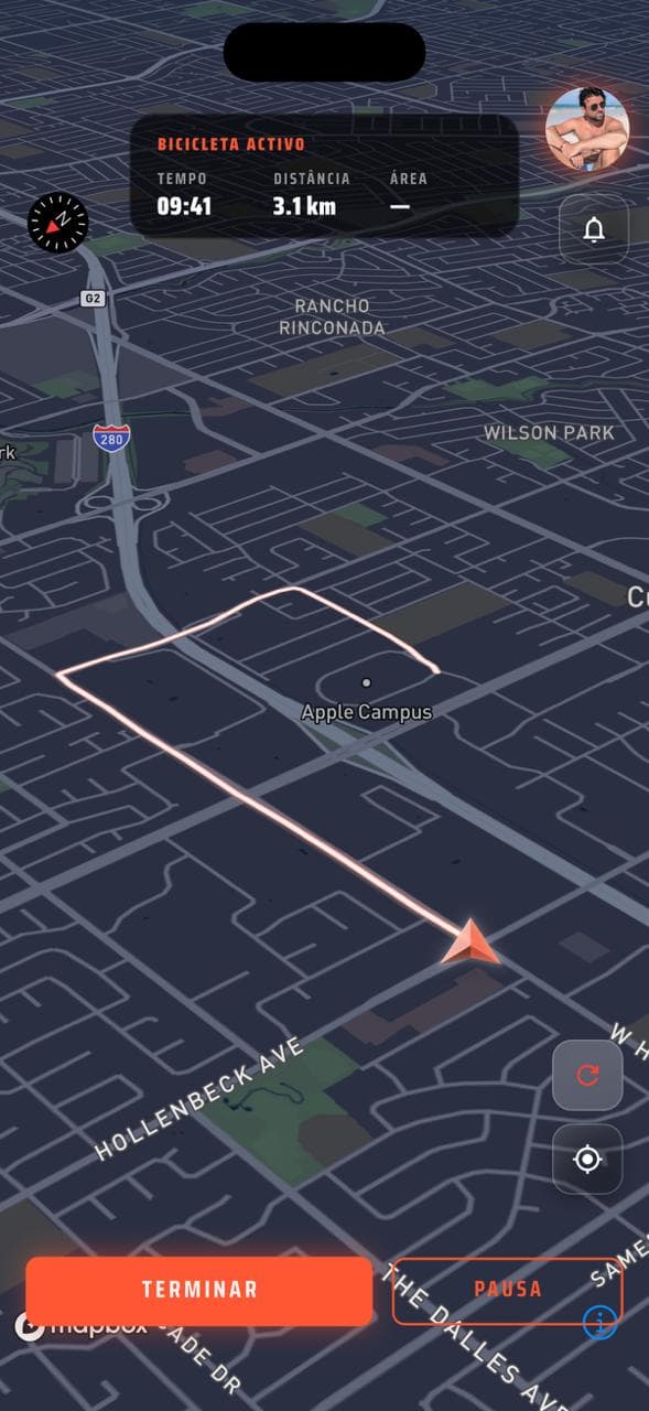 Flowtr — corrida ativa a desenhar o perímetro no mapa