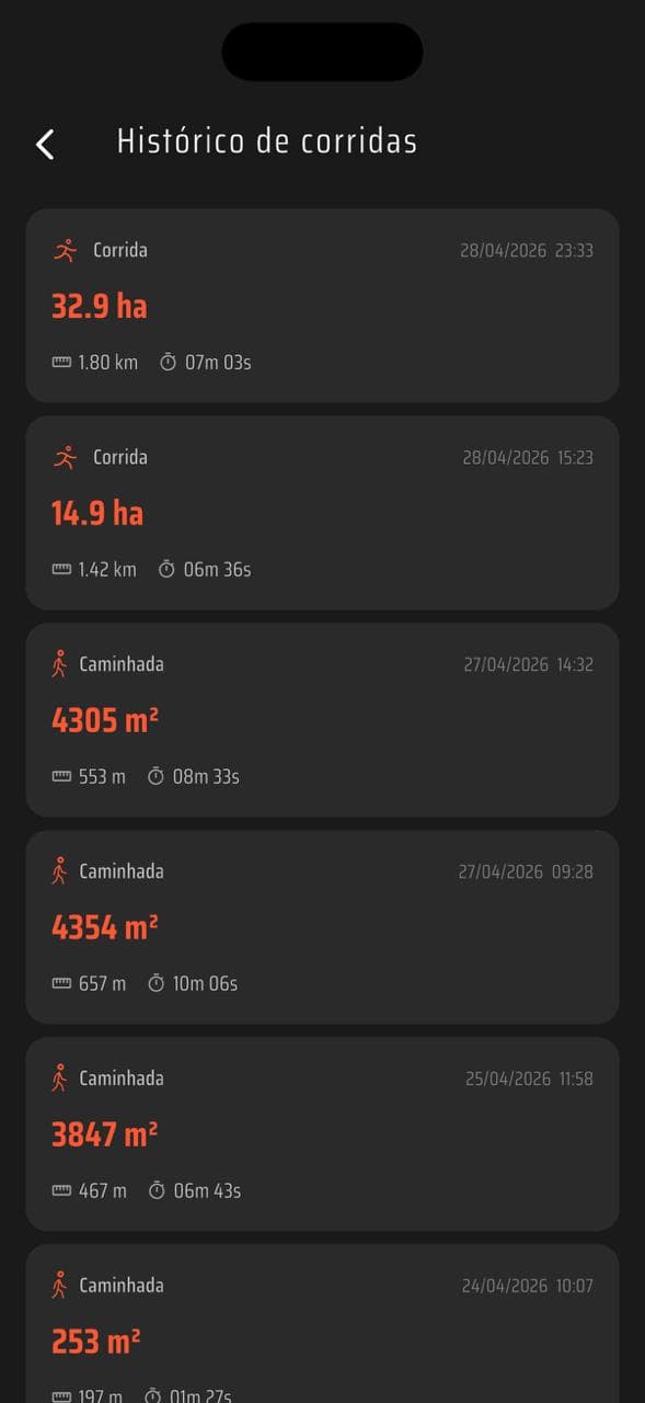 Flowtr — histórico de corridas do jogador