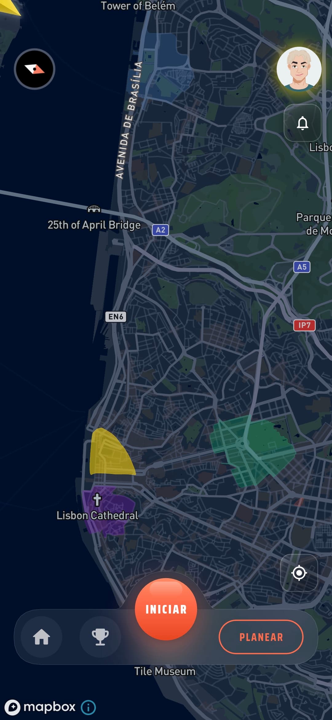 Flowtr — vista aérea do mapa em 3D